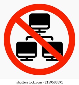 No Network. There Is No Connection With The Computer. There Is No Connection To The Server. The Network Is Missing. Vector Icon.