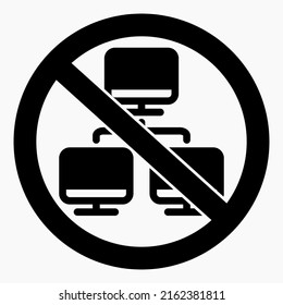 No network. There is no connection with the computer. There is no connection to the server. The network is missing. Vector icon.