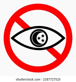 No night vision. Night video ban. Do not use night vision. Vector icon.
