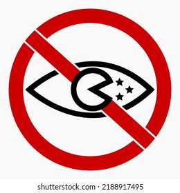 No night vision. Night video ban. Do not use night vision. Vector icon.
