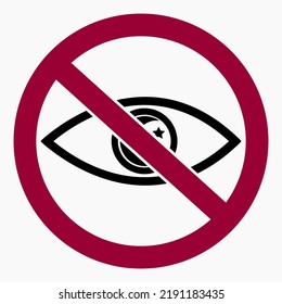 No night vision. Night video ban. Do not use night vision. Vector icon.