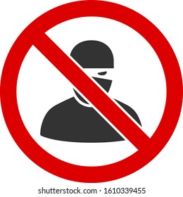 No ninja vector icon. Flat No ninja pictogram is isolated on a white background.