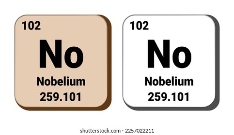 No, Nobelium element vector icon, periodic table element. Vector illustration EPS 10 File. Isolated on white background.