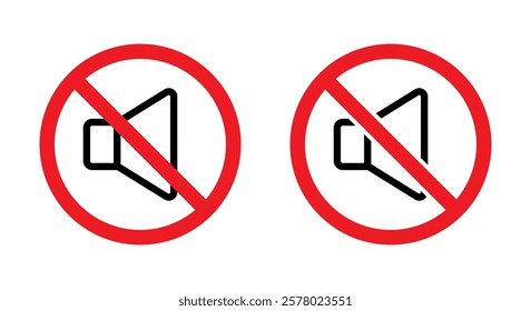 No noise area sign. Sound prohibition symbol. Audio speaker forbidden icon