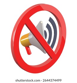 No noise restriction symbol illustration for quiet zones and sound control regulations design element
