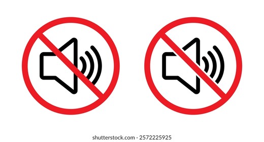 No noise sign, sound prohibition symbol in flat stye. Loud speaker forbidden icon