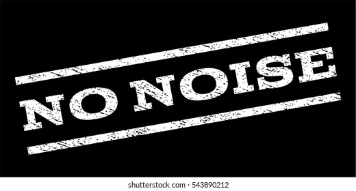 No Noise watermark stamp. Text tag between parallel lines with grunge design style. Rubber seal stamp with dirty texture. Vector white color ink imprint on a black background.