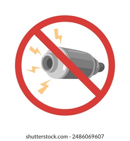 No Noisy Exhaust Warning Symbol Cartoon Illustration Vector