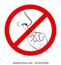 No Nose Picking Button Symbol. Isolated Vector Illustration On White Background.
