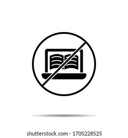 Ningún bloc de notas, libro, icono en línea. Línea delgada simple, contorno vector de prohibición de formación en línea, prohibición, embargo, interdicción, íconos de prohibición para ui y ux, sitio web o móvil