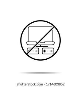 No Notebook, game, game controller icon. Simple thin line, outline vector of esport ban, prohibition, embargo, interdict, forbiddance icons for ui and ux, website or mobile