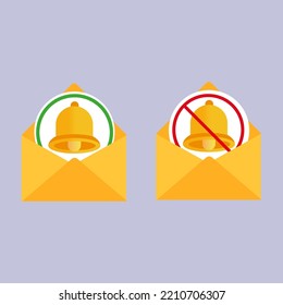 No hay icono de timbre de notificación. Signo de prohibición. Detener símbolo. Elementos gráficos para su diseño