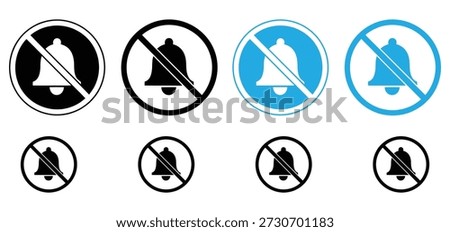No Notification Bell Icon Set - Silent Mode, Mute, and Sound Off Symbol Collection

