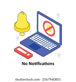 No Notifications isometric Colored illustration. EPS File stock illustration