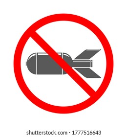 No Nuclear Bomb War Weapons Sign Icon - Vector Illustration.