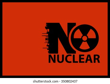 No to Nuclear Power Poster. Creative Abstract Background.