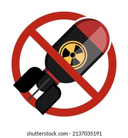 No Nuclear Weapon Sign. Stop Nuclear Tests. Vector Isolated On White