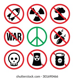 Keine Atomwaffe, kein Krieg, keine Bombenwarnschilder 