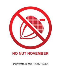 no nut november sign isolated on white background vector illustration.