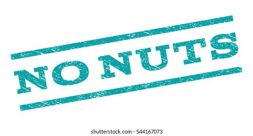 No Nuts watermark stamp. Text tag between parallel lines with grunge design style. Rubber seal stamp with scratched texture. Vector cyan color ink imprint on a white background.