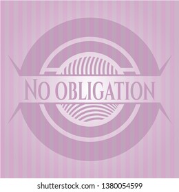 No obligation badge with pink background