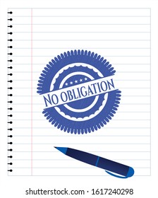 No obligation pen effect. Blue ink. Vector Illustration. Detailed.