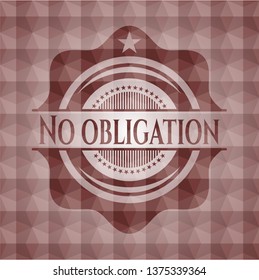 No obligation red seamless polygonal badge.