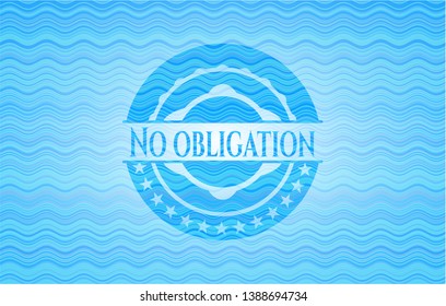No obligation water wave representation style emblem. Vector Illustration. Detailed.