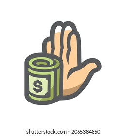 Icono del vector de soborno no ofrecido Ilustración de dibujos animados.