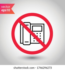 No hay icono de Office, diseño de señal plana vectorial de teléfono de Office. Pictograma del símbolo del teléfono. Prohibido Advertencia, precaución, atención, peligro de restricción. 
