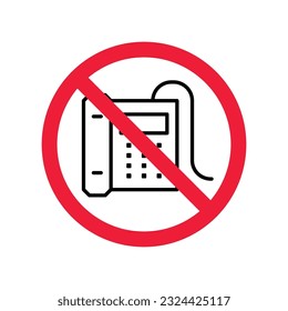 No Office phone icon, Office phone vector flat sign design. Phone symbol pictogram. Forbidden Prohibited Warning, caution, attention, restriction label danger. 