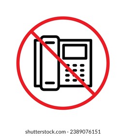 Kein Office-Telefon-Symbol, Office-Telefon-Vektor-Flachzeichen-Design. Telefonsymbol-Piktogramm. Verbotene Warnung, Vorsicht, Aufmerksamkeit, Restriktionskennzeichnung Gefahr. UX-Benutzeroberfläche