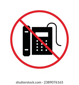 No hay icono de Office, diseño de señal plana vectorial de teléfono de Office. Pictograma del símbolo del teléfono. Prohibido Advertencia, precaución, atención, peligro de restricción. UI de usuario