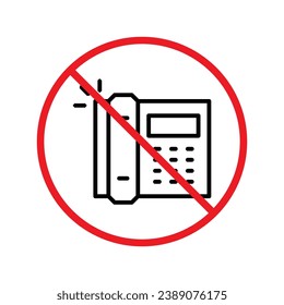 No Office phone icon, Office phone vector flat sign design. Phone symbol pictogram. Forbidden Prohibited Warning, caution, attention, restriction label danger. UX UI