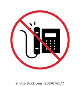 No Office phone icon, Office phone vector flat sign design. Phone symbol pictogram. Forbidden Prohibited Warning, caution, attention, restriction label danger. UX UI