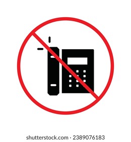 No Office phone icon, Office phone vector flat sign design. Phone symbol pictogram. Forbidden Prohibited Warning, caution, attention, restriction label danger. UX UI