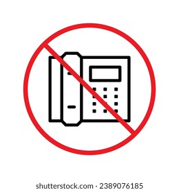 No hay icono de Office, diseño de señal plana vectorial de teléfono de Office. Pictograma del símbolo del teléfono. Prohibido Advertencia, precaución, atención, peligro de restricción. UI de usuario
