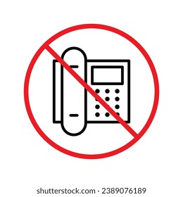 Kein Office-Telefon-Symbol, Office-Telefon-Vektor-Flachzeichen-Design. Telefonsymbol-Piktogramm. Verbotene Warnung, Vorsicht, Aufmerksamkeit, Restriktionskennzeichnung Gefahr. UX-Benutzeroberfläche