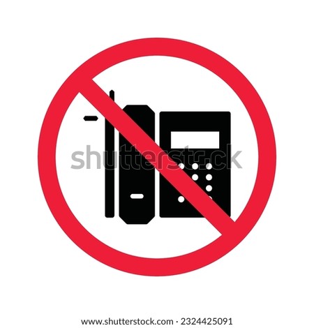 No Office phone icon, Office phone vector flat sign design. Phone symbol pictogram. Forbidden Prohibited Warning, caution, attention, restriction label danger. 
