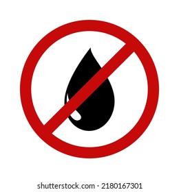 No oil icon. Crossed oil drop. Replace oil and other fossil fuel with sustainable energy. Vector Illustration