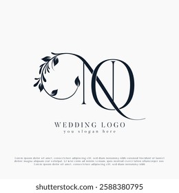 NO, ON Wedding Initials Design. Floral Monogram