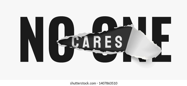 no one cares slogan on ripped paper illustration