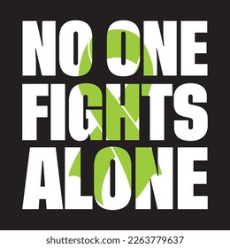 No One Fights Alone Lymphoma Awareness T Shirt Design, Green Ribbon Vector