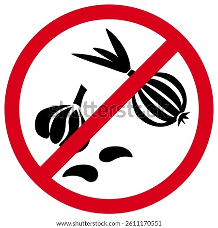 No onion or garlic sign, vector illustration, isolated on a white background.