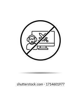 No Online, computer, wars icon. Simple thin line, outline vector of esport ban, prohibition, embargo, interdict, forbiddance icons for ui and ux, website or mobile application
