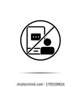 No online learning, chat, mobile, chat training icon. Simple thin line, outline vector of online traning ban, prohibition, embargo, interdict, forbiddance icons for ui and ux