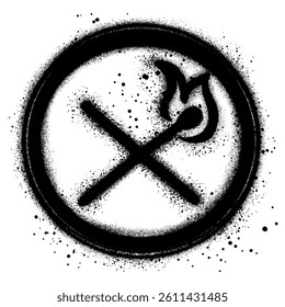 No open fire burning symbol in graffiti style with black spray paint. vector illustration.