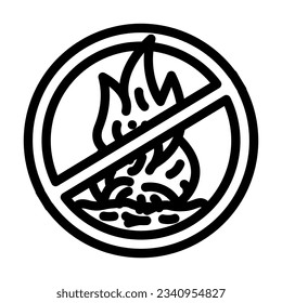 no open fire flame emergency line icon vector. no open fire flame emergency sign. isolated contour symbol black illustration