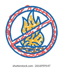 no open fire flame emergency doodle icon sketch vector. no open fire flame emergency sign. isolated symbol illustration