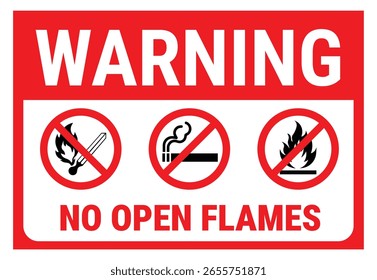 No hay sistema abierto de la muestra de la llama del fuego, muestra cuadrada roja, Ilustración vectorial, aislada en la etiqueta blanca del fondo